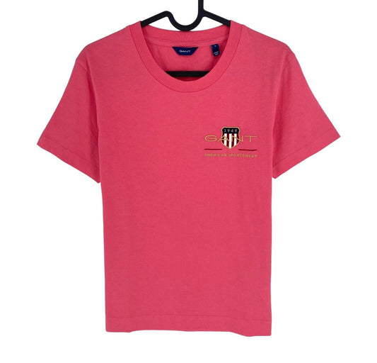 GANT Women Pink Archive Shield SS Crew Neck T Shirt Size S