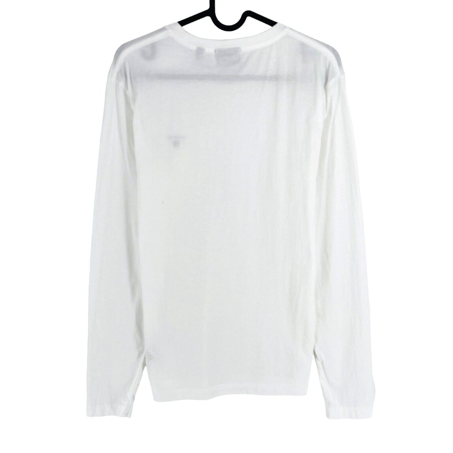 GANT Men White Original Slim Fit Crew Neck Long Sleeve T Shirt Size S