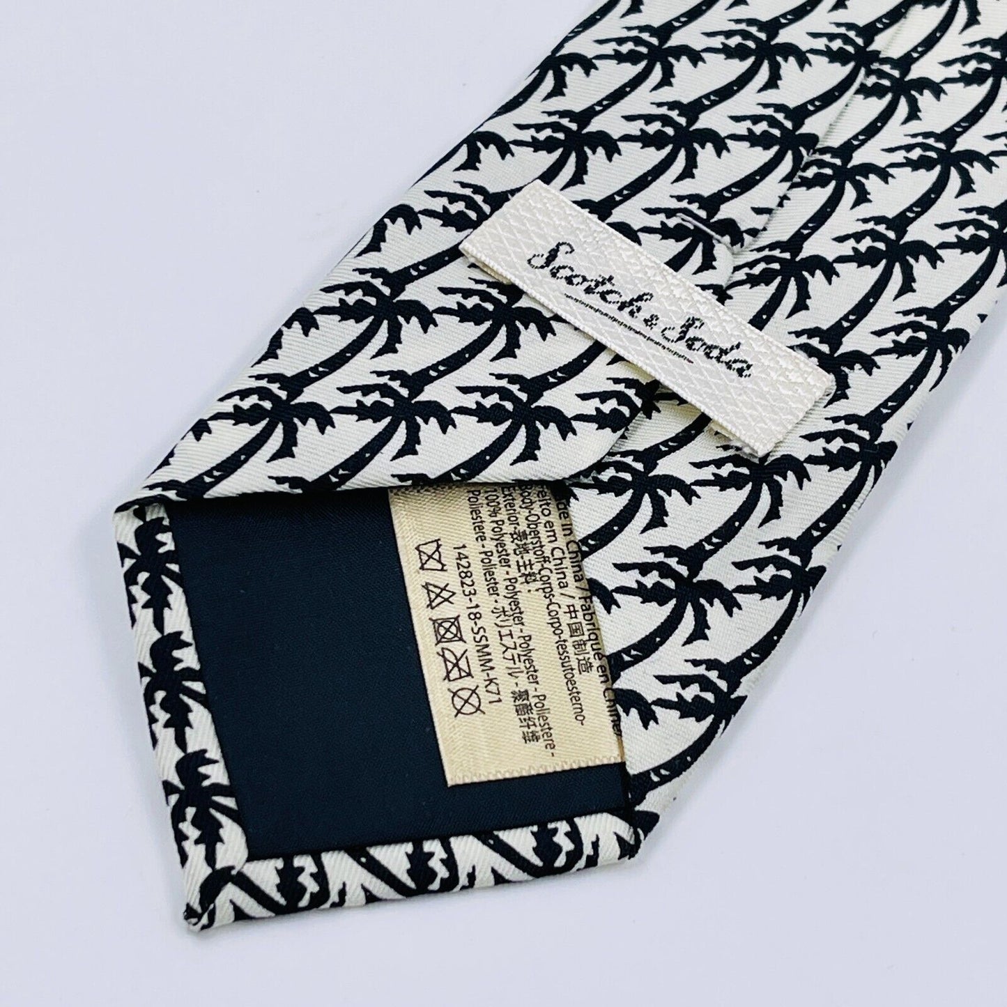 Scotch & Soda Black & White Palm Trees Print Tie