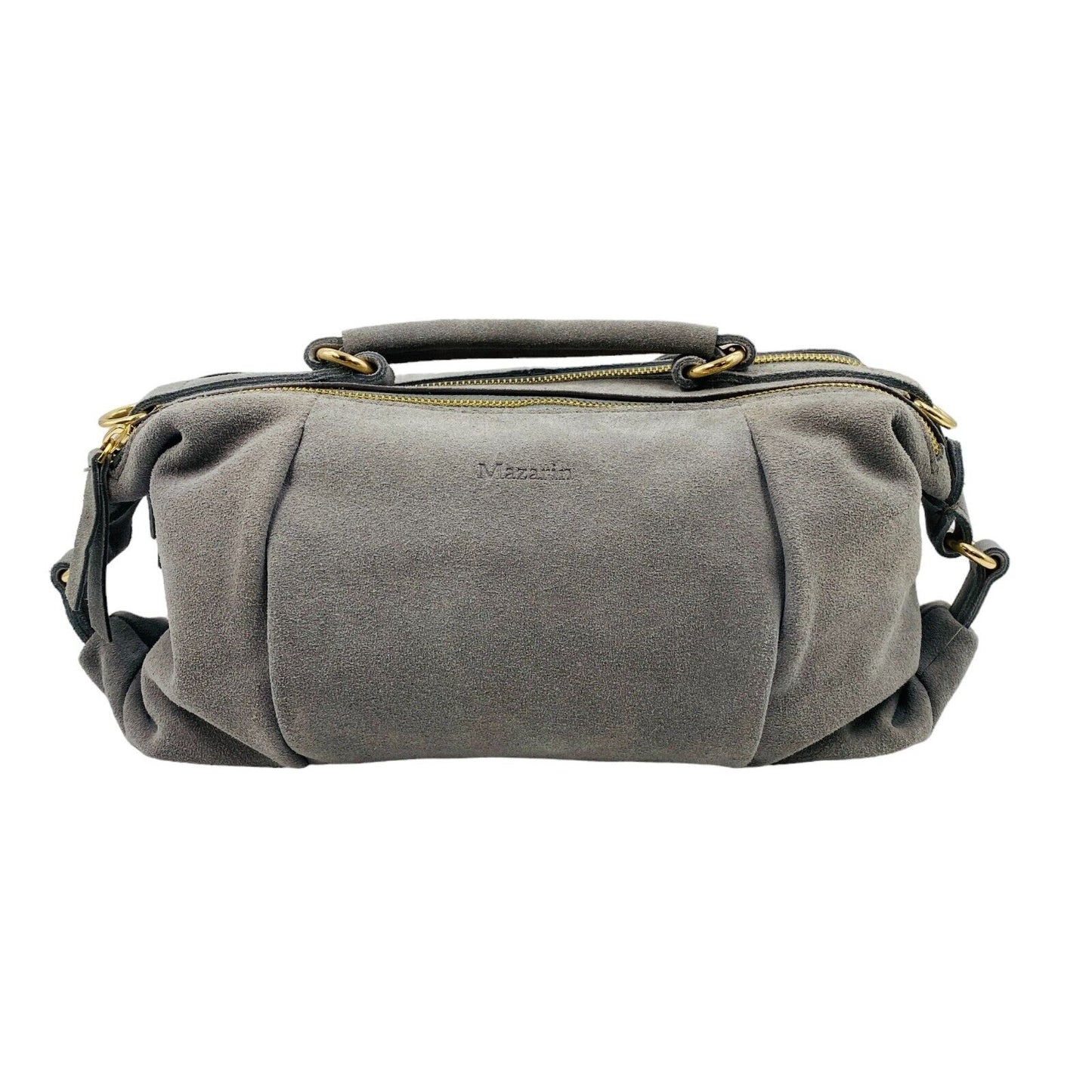 MAZARIN Grey Suede Leather Bag Top Handle Handbag Shoulder Bag