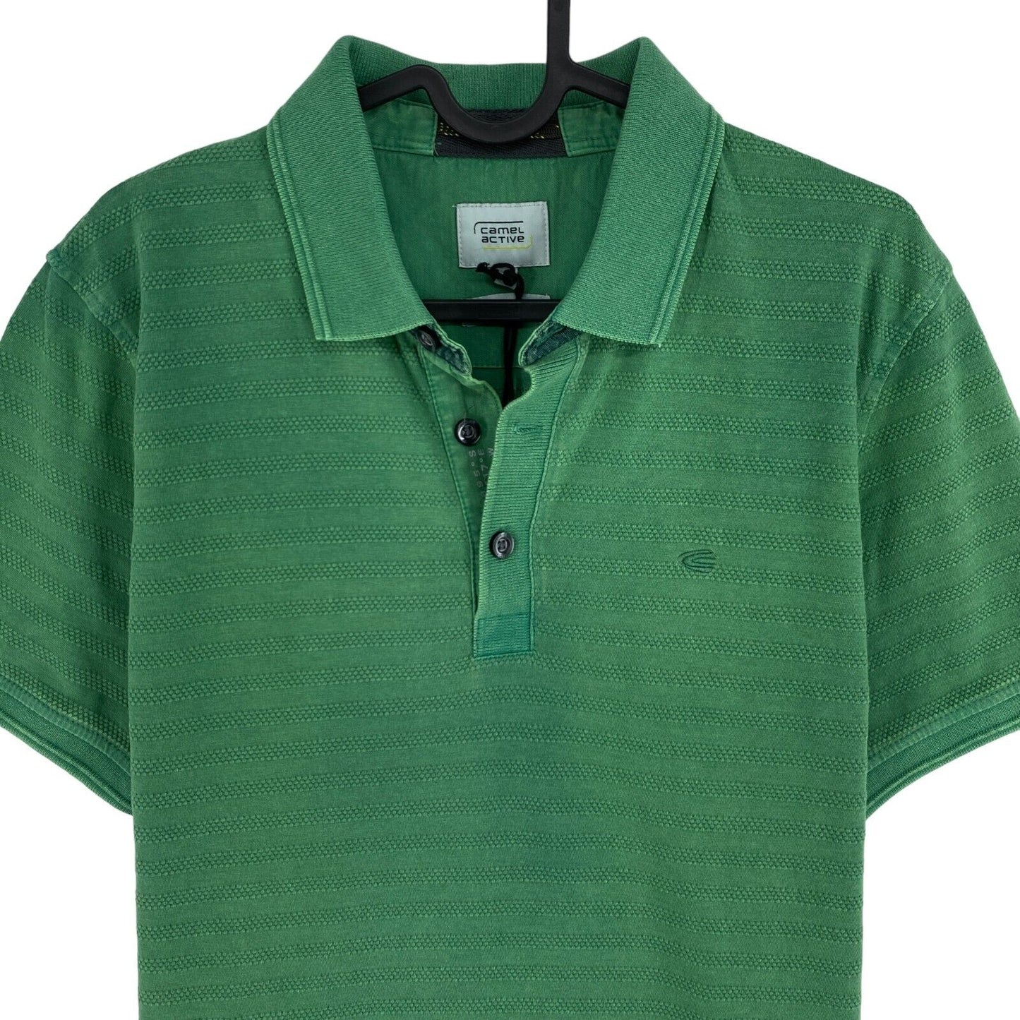 CAMEL ACTIVE Green Raw Dyed Texture Pique Polo Shirt Size S