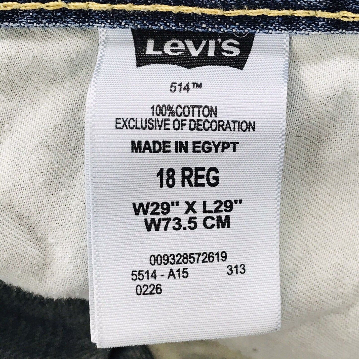 Vintage Levi's 514 Boys Blue Straight Fit Jeans 18 Reg / W29 L29