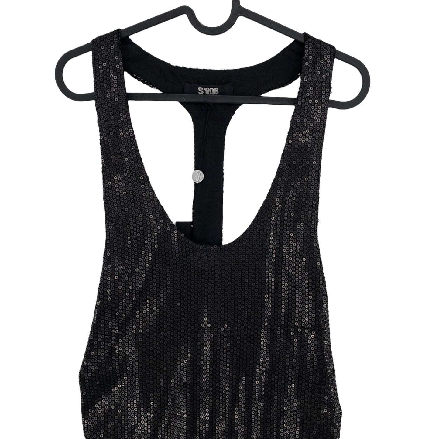 RPR €115 S'NOB By Sans Noblesse Black Sequin Round Neck Mini Dress Size M