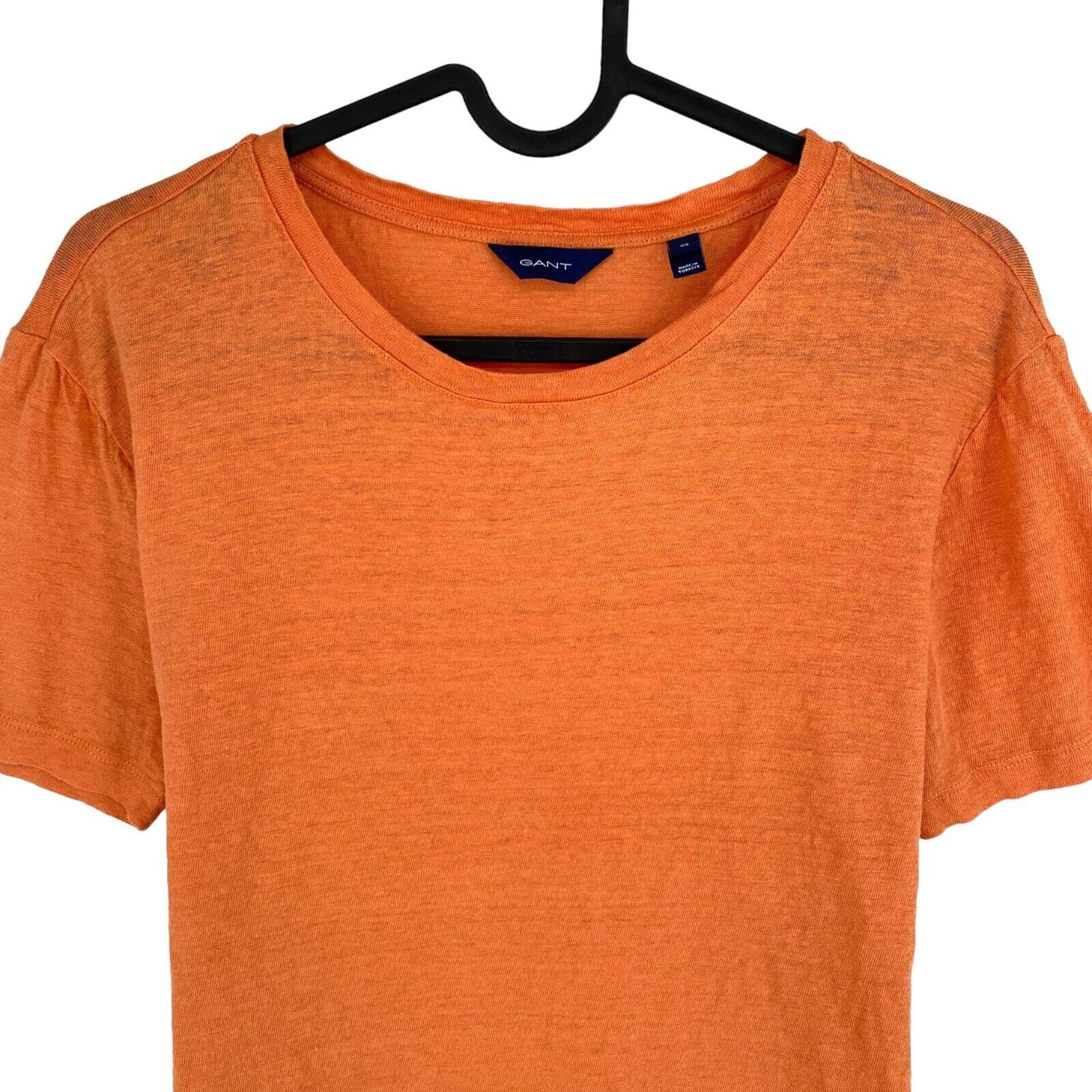 GANT Women Orange Linen Crew Neck T Shirt Size XS