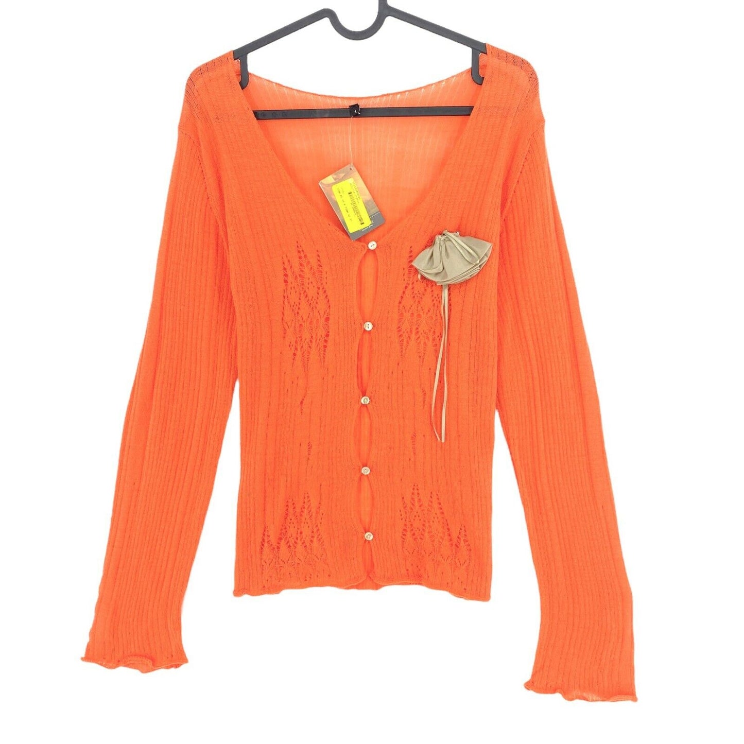 LANEROSSI Orange 100% Merino Wool Cardigan Size 1 - S