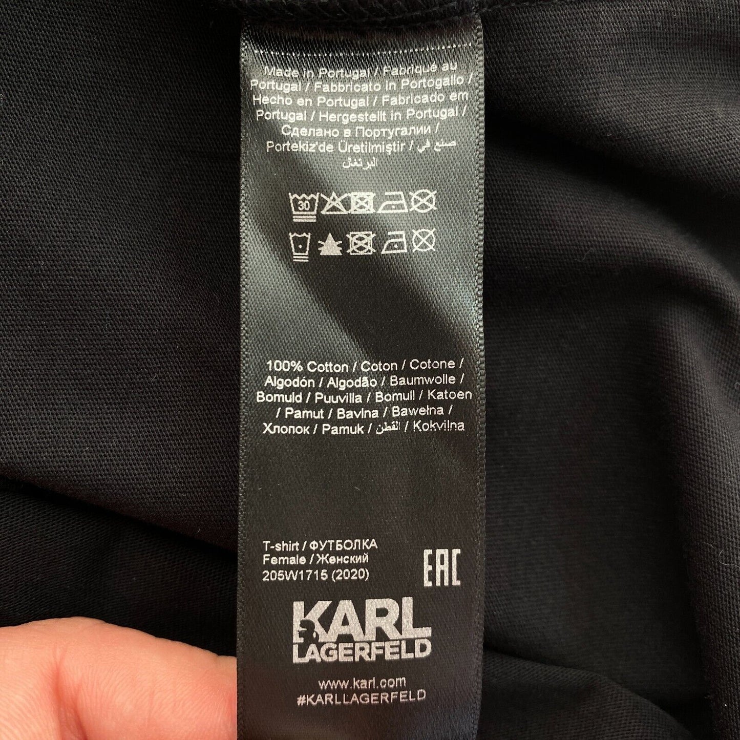 Karl Lagerfeld Black Ikonik Pocket Tee W/Glasses Crew Neck T Shirt Size XS