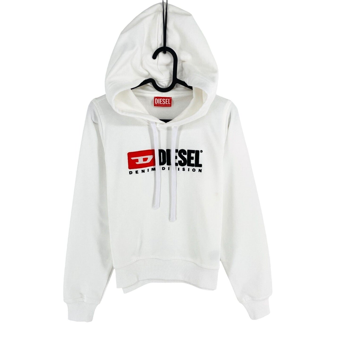 DIESEL Women White M_REGGY_HOOD_DIV Hoodie Jumper Sweater Size 2XS XXS