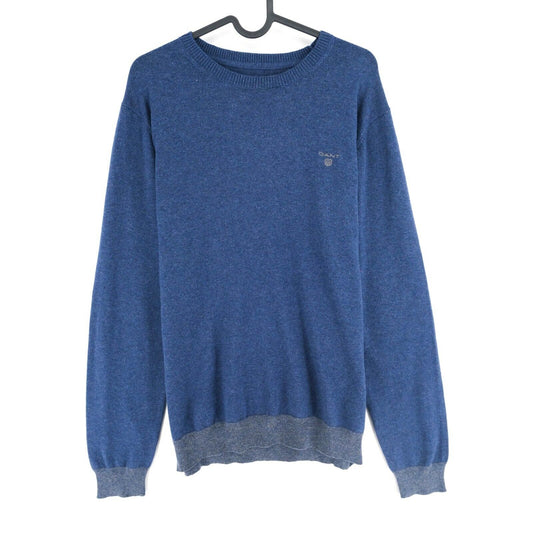 GANT Blue Crew Neck Logo Cotton Wool Jumper Sweater Size M