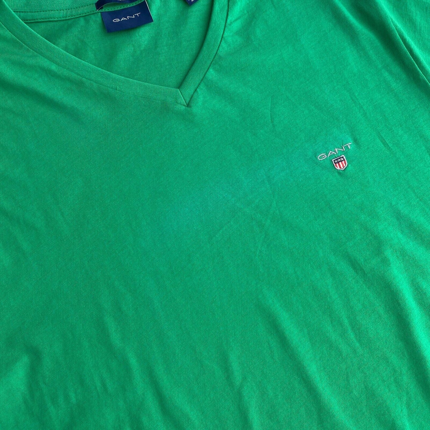 GANT Men Green Original Slim Fit V Neck Short Sleeves T-Shirt Size XL