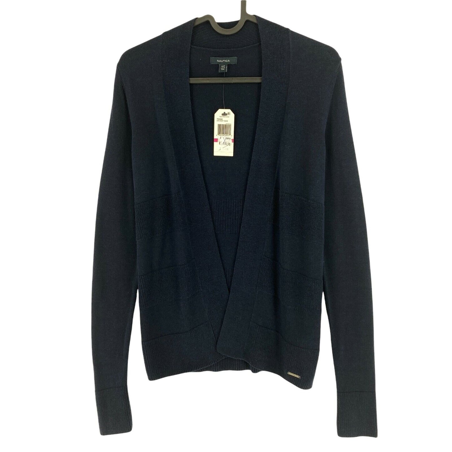 NAUTICA Bleu Marine Col en V Coton Laine Mélange Cardigan Pull Taille 2XS