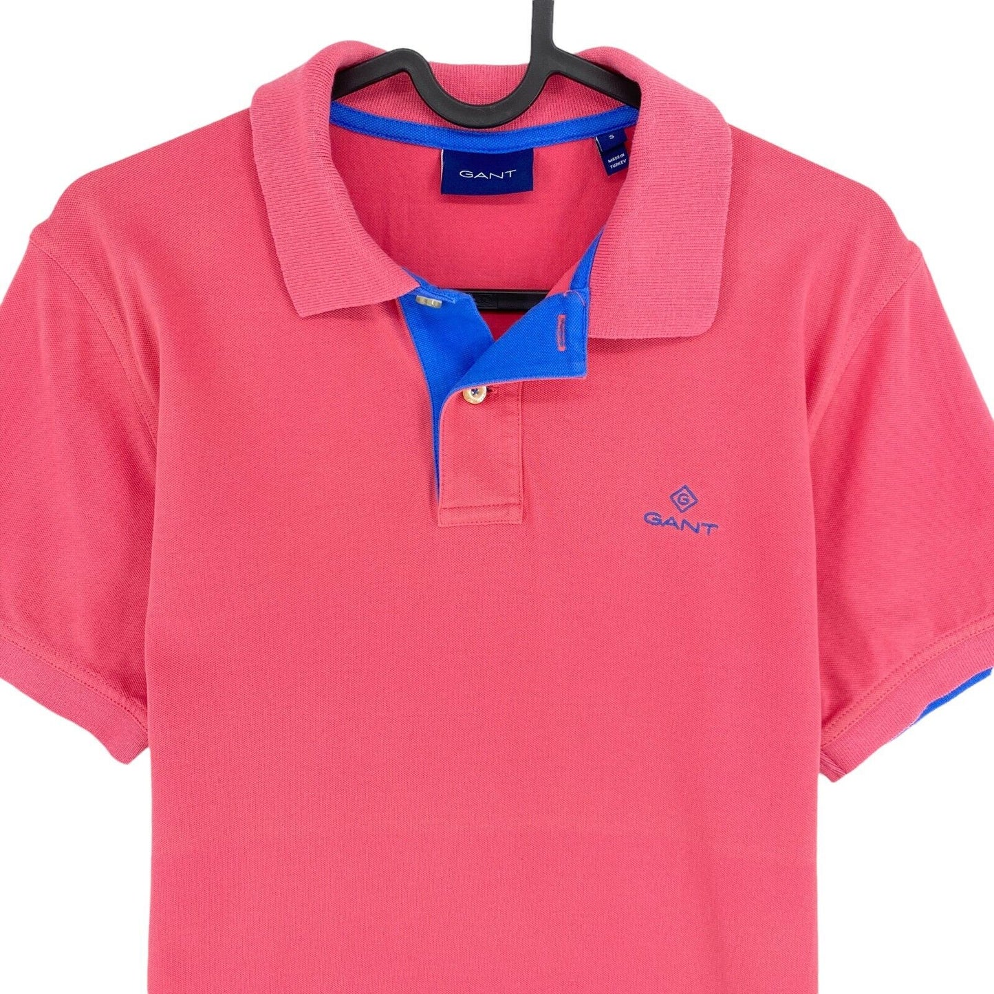 GANT Pink Contrast Collar Pique Rugger Polo Shirt Size S