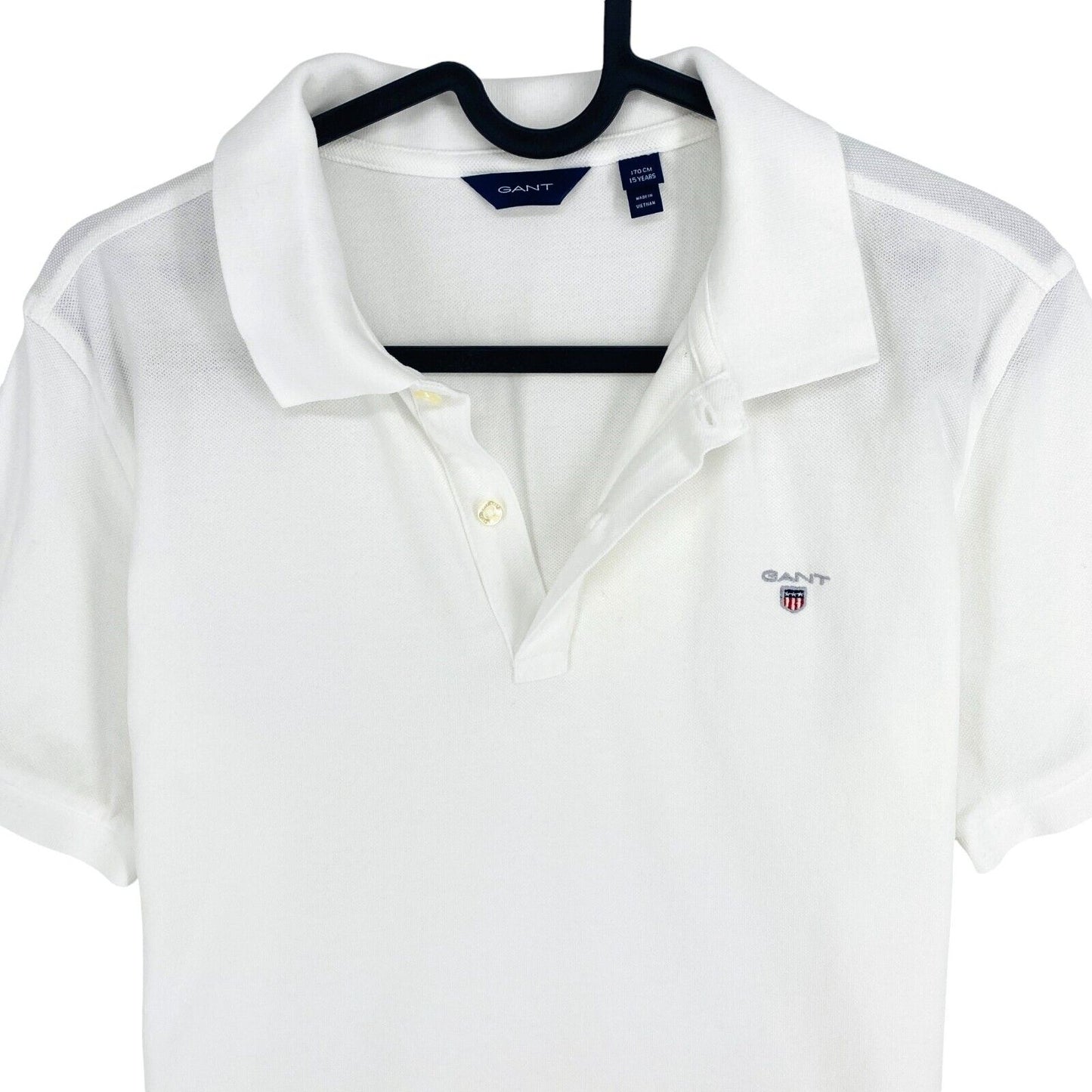 GANT Boys White Short Sleeves Pique Polo Shirt Size 15 Years 170 cm