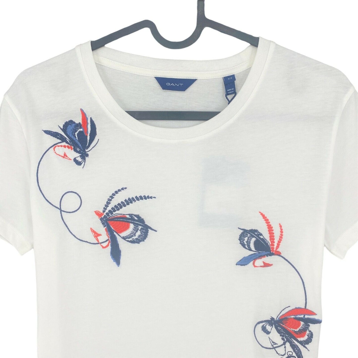 GANT White Embroidery Crew Neck T Shirt Size XS