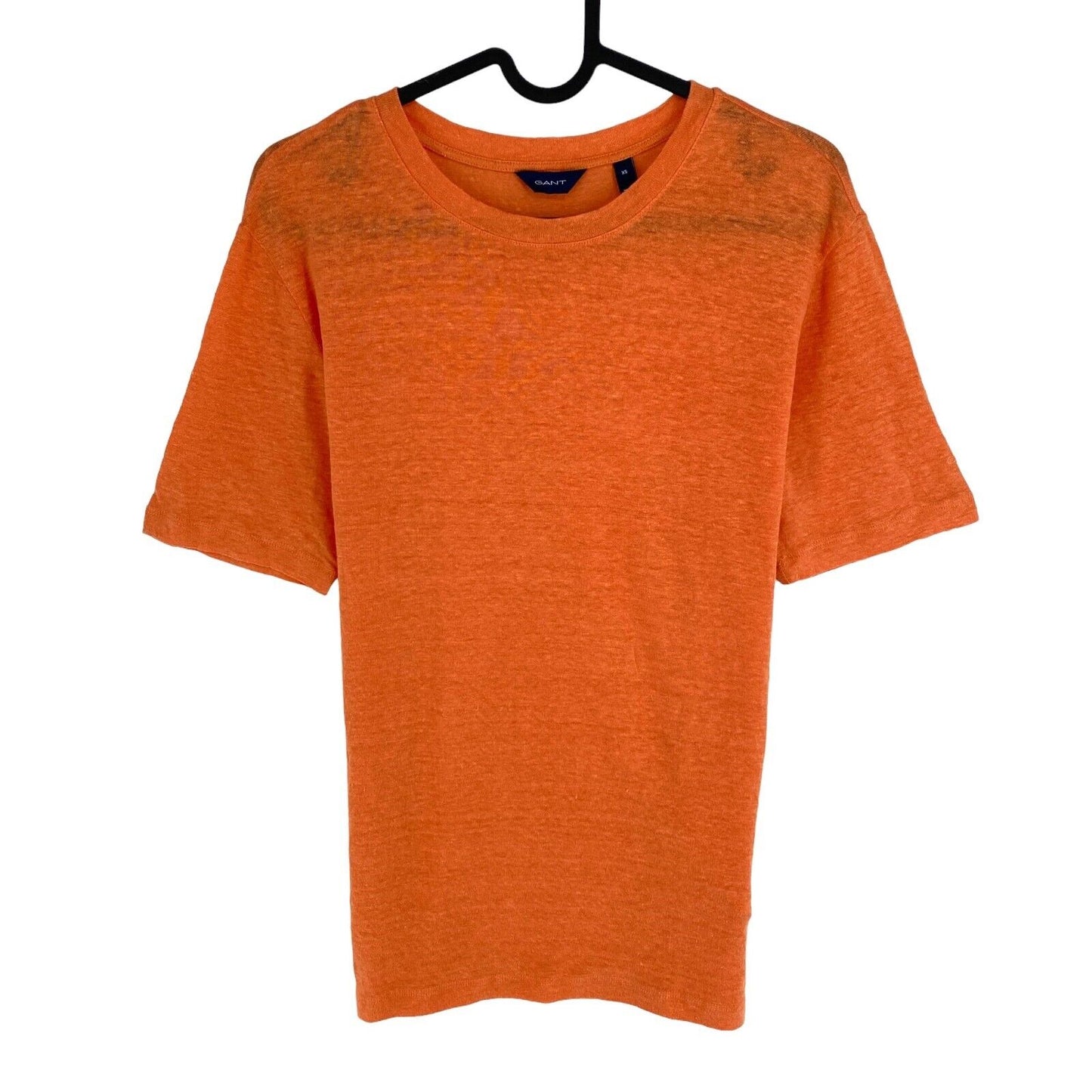 GANT Women Orange Linen Crew Neck Short Sleeve T Shirt Size XS