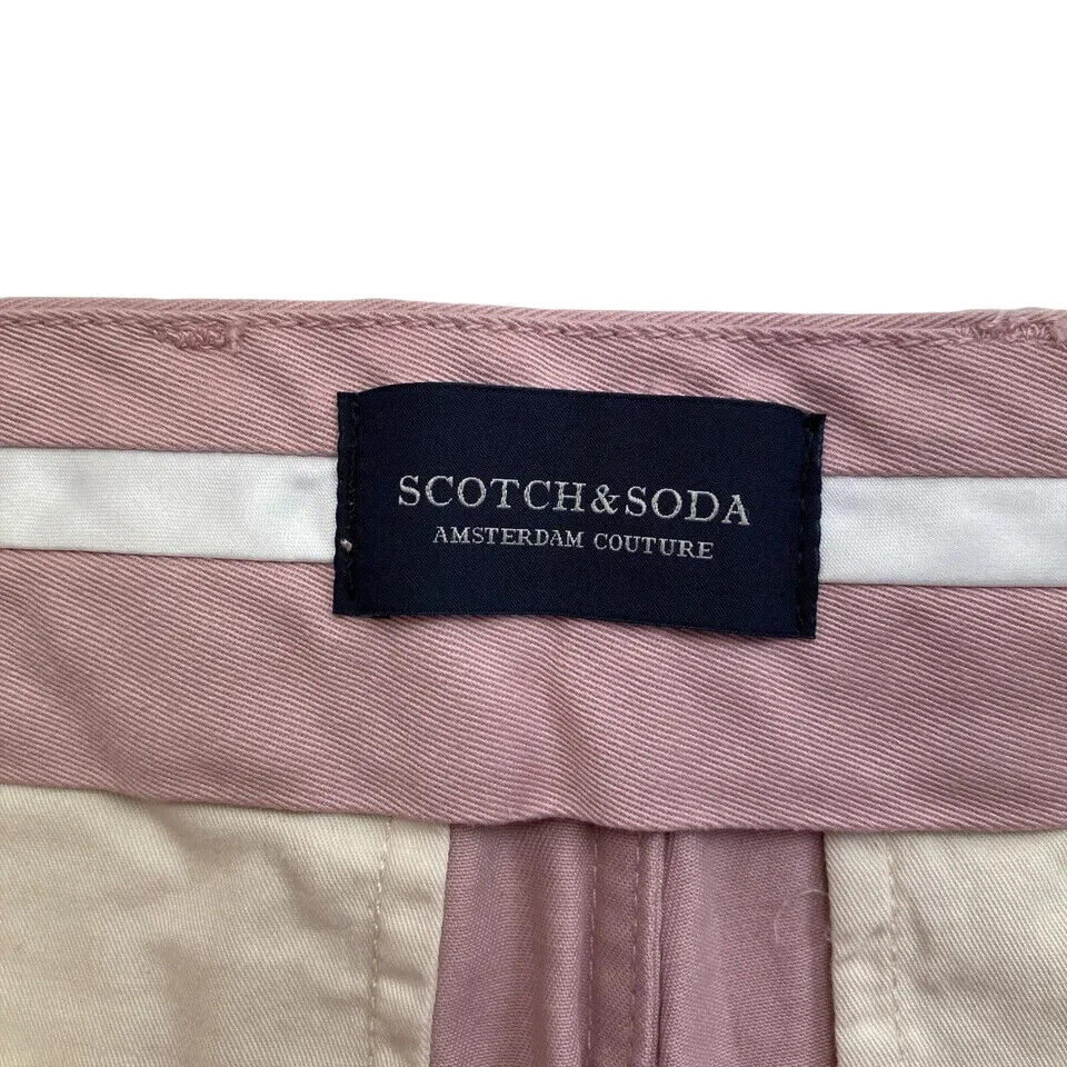 RRP €109 Scotch & Soda Mens Pink Harper Regular Straight Fit Trousers W28 L32