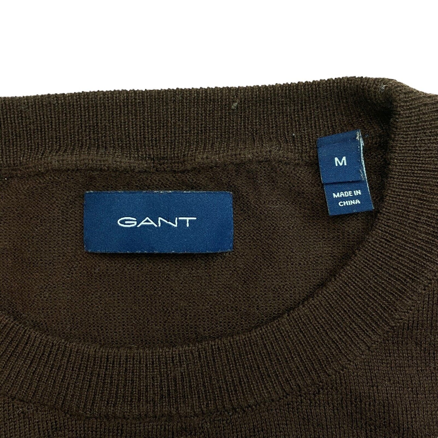 GANT Pullover mit Rundhalsausschnitt, 100 % Wolle, Braun, Größe M