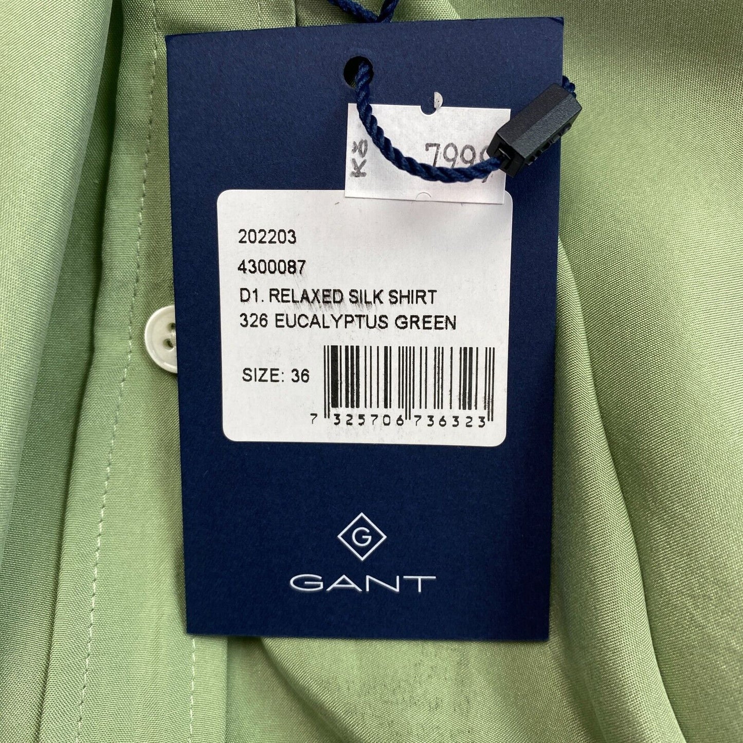 GANT Green Relaxed 100% Silk Shirt Size EU 36 UK 8 US 6