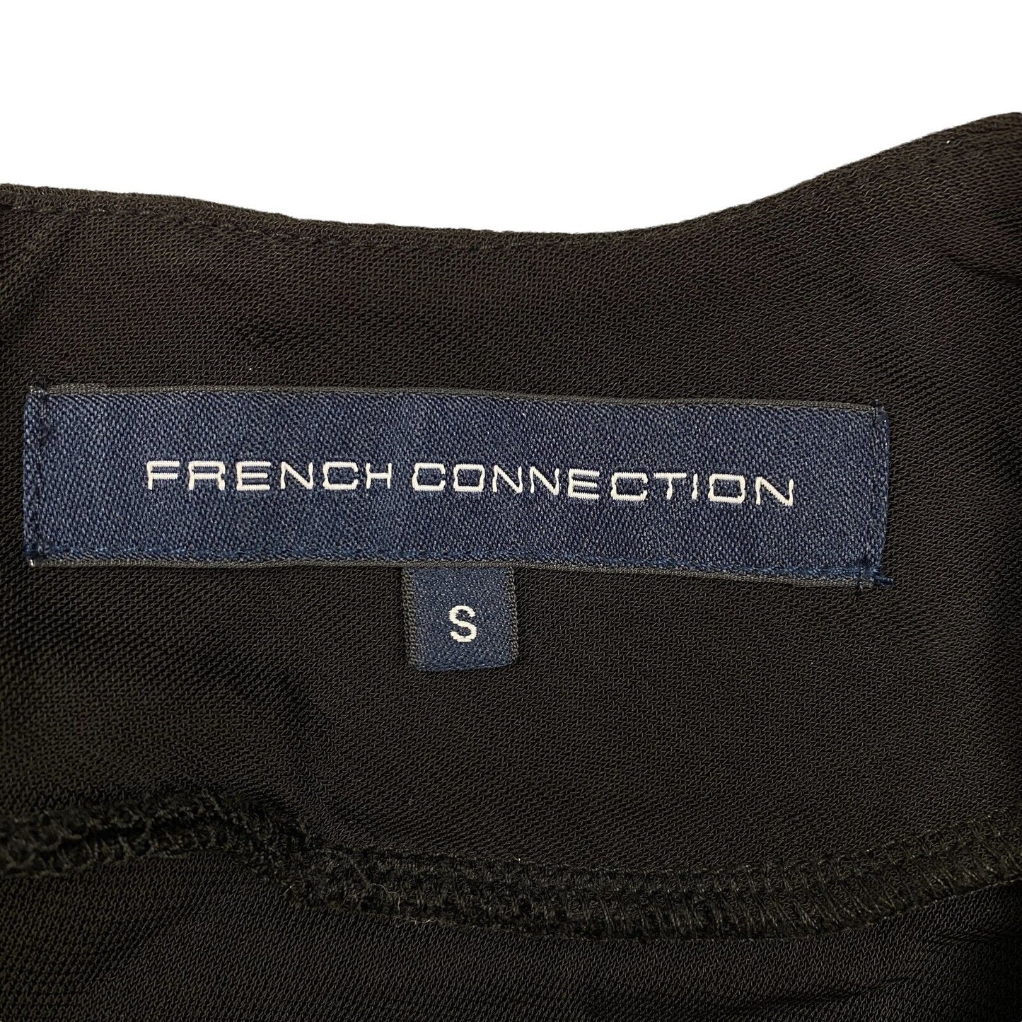 FRENCH CONNECTION Robe trapèze noire sans manches à col en V profond Taille S