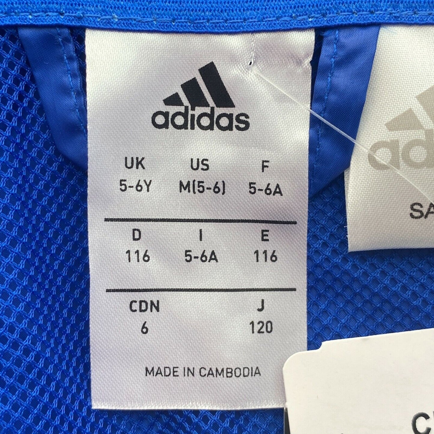 Adidas Windbreaker-Jacke mit Kapuze für Kinder, blau, Größe 5–6 Jahre