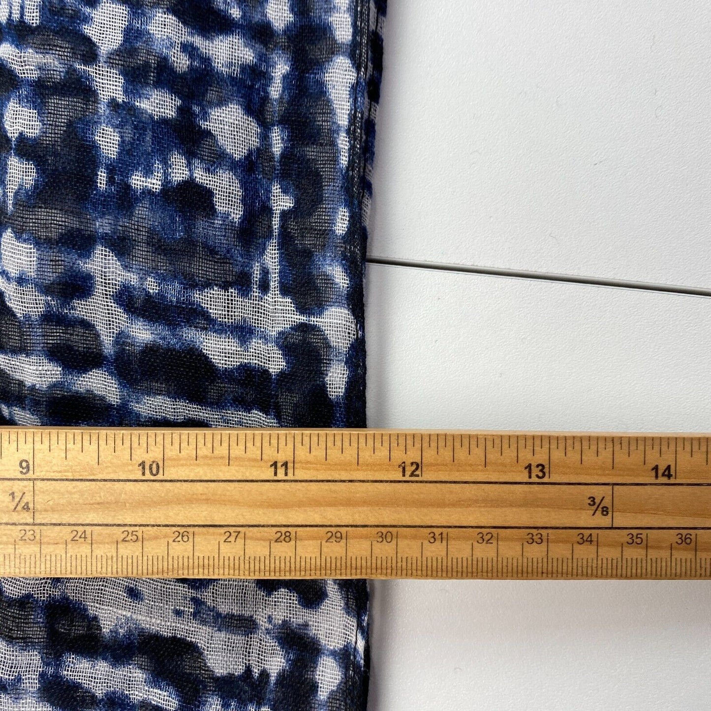 PART TWO Navy Blue Cotton Linen Printed Scarf Shawl