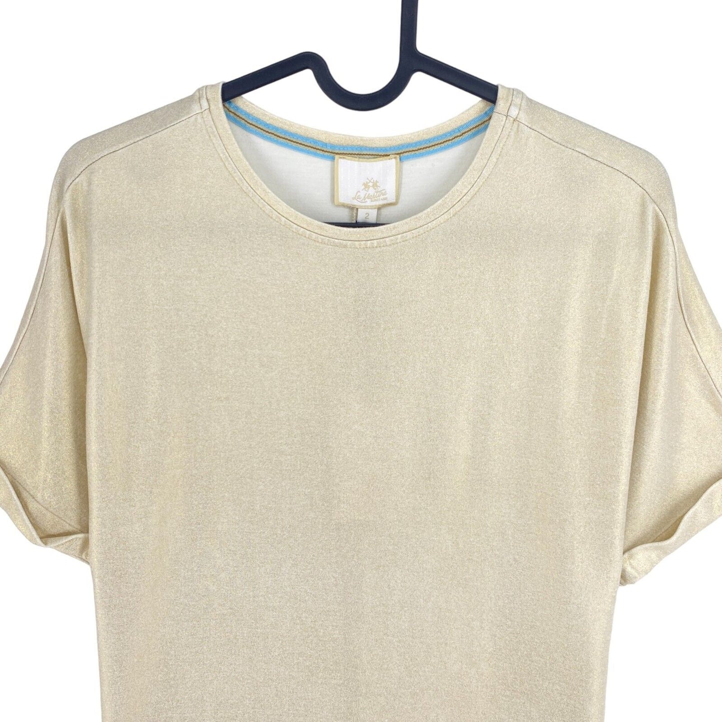 LA MARTINA Light Gold Short Sleeves Crew Neck T Shirt Top Size  2 / S