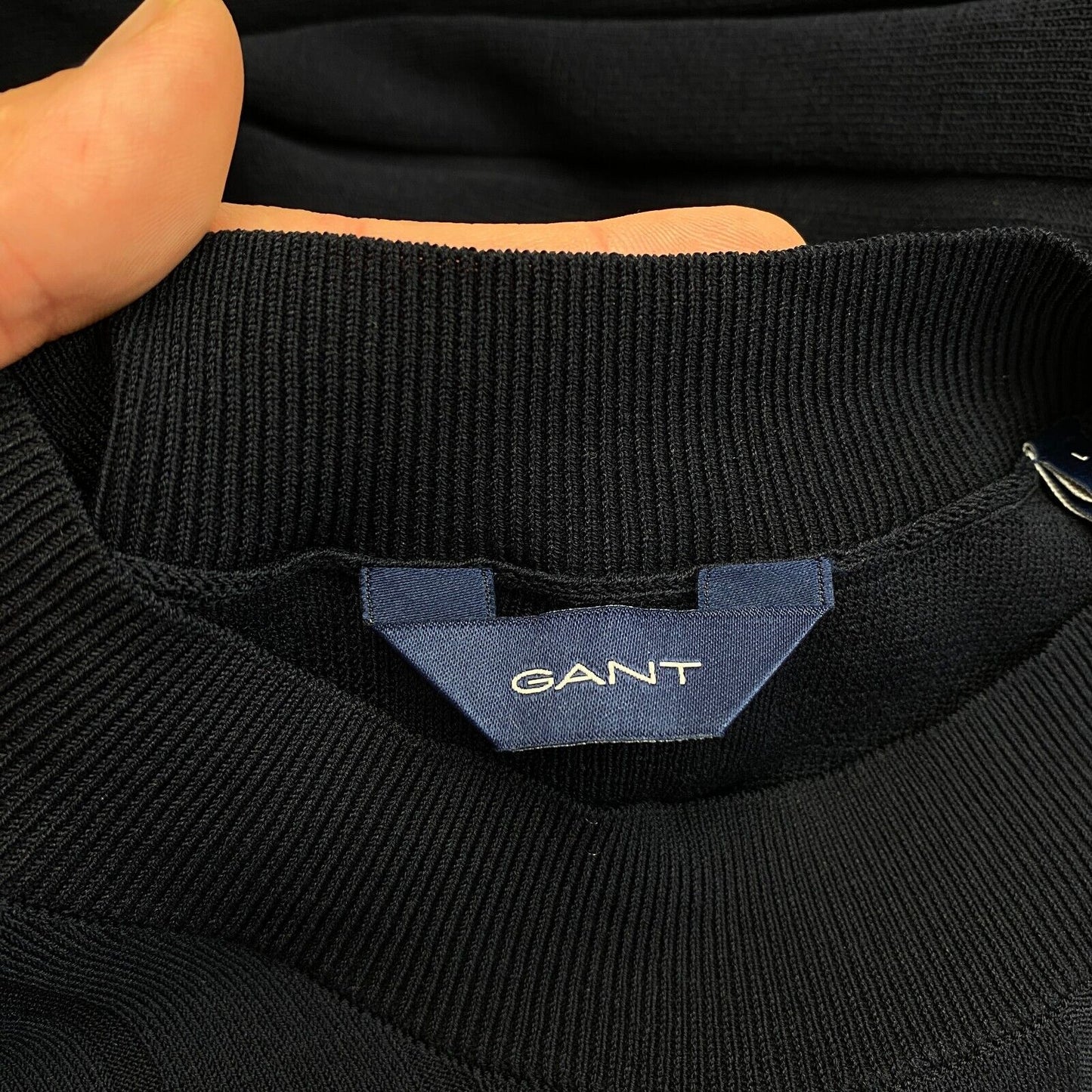 GANT Women Navy Blue Rib Knit Sleeveless Dress Size L