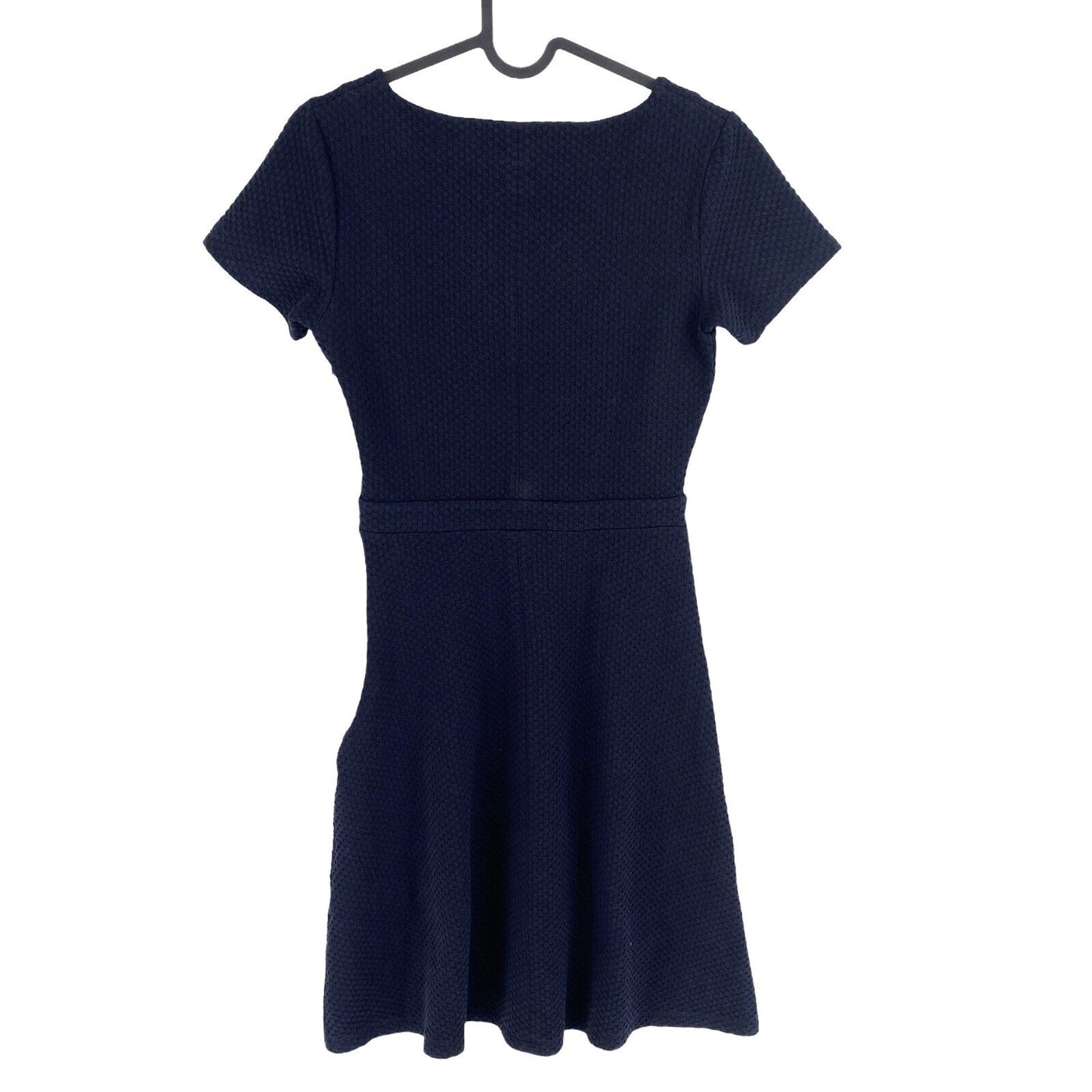 GANT Women Navy Blue Short Sleeves Textured Flared Dress Size XS