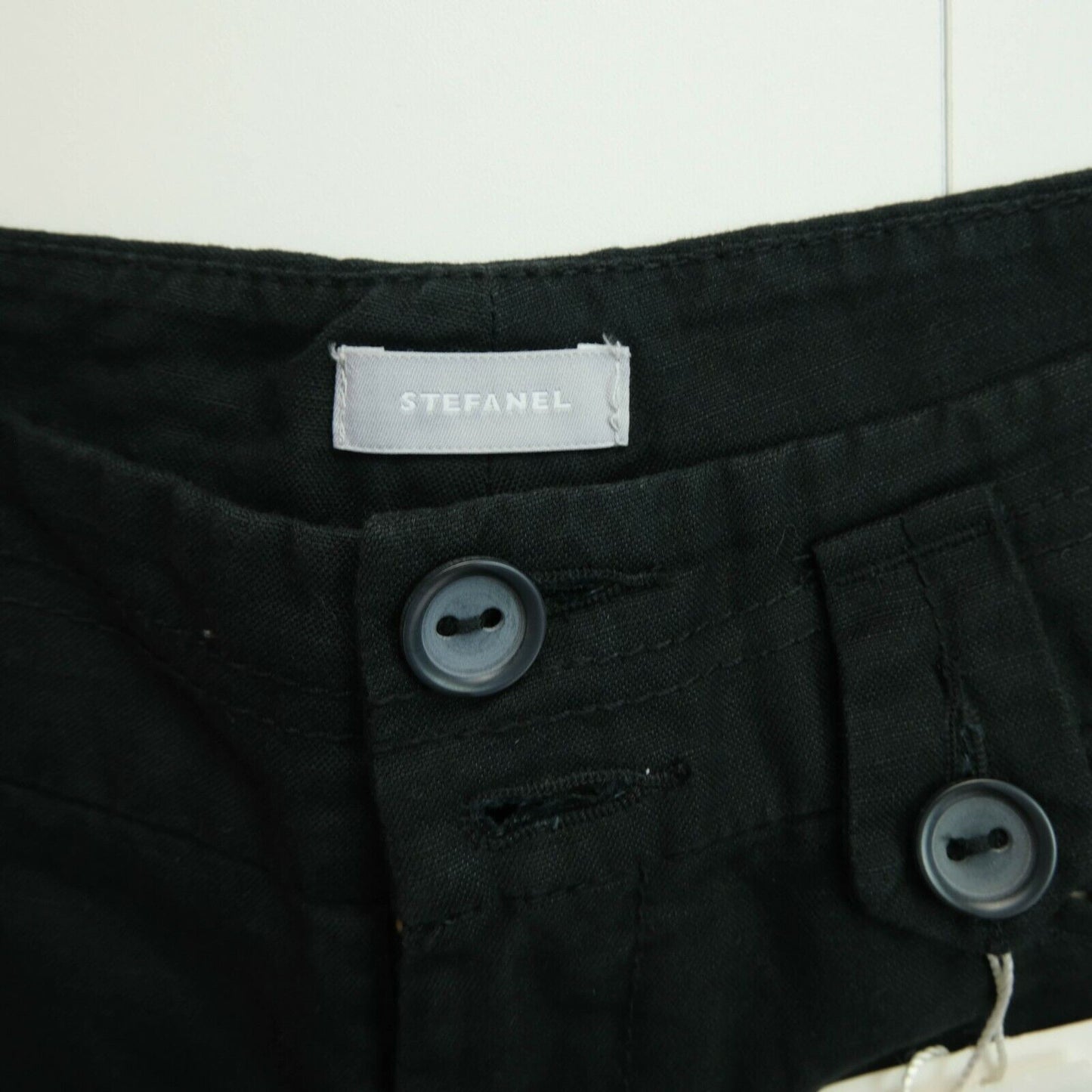 STEFANEL Pantalon Capri en mélange de lin et coton noir Taille EU 34 UK 4 US 2