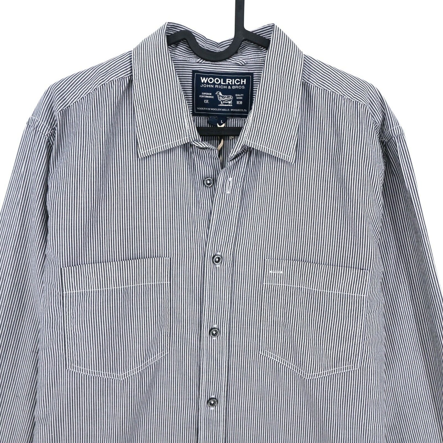 WOOLRICH Blue Striped New Classic Shirt Size L XL