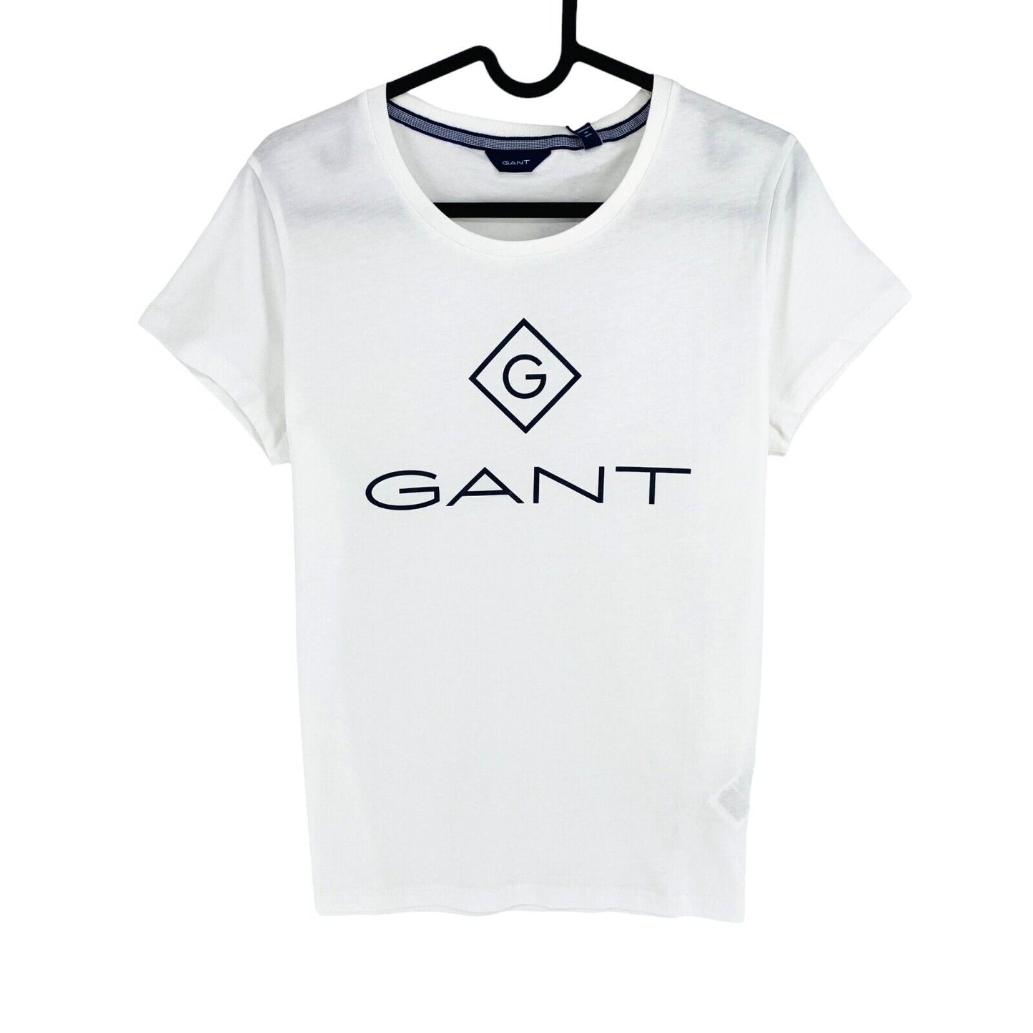 GANT Women White Lock Up Crew Neck Short Sleeves T Shirt Size L