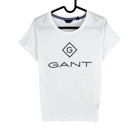 GANT Women White Lock Up Crew Neck Short Sleeves T Shirt Size L