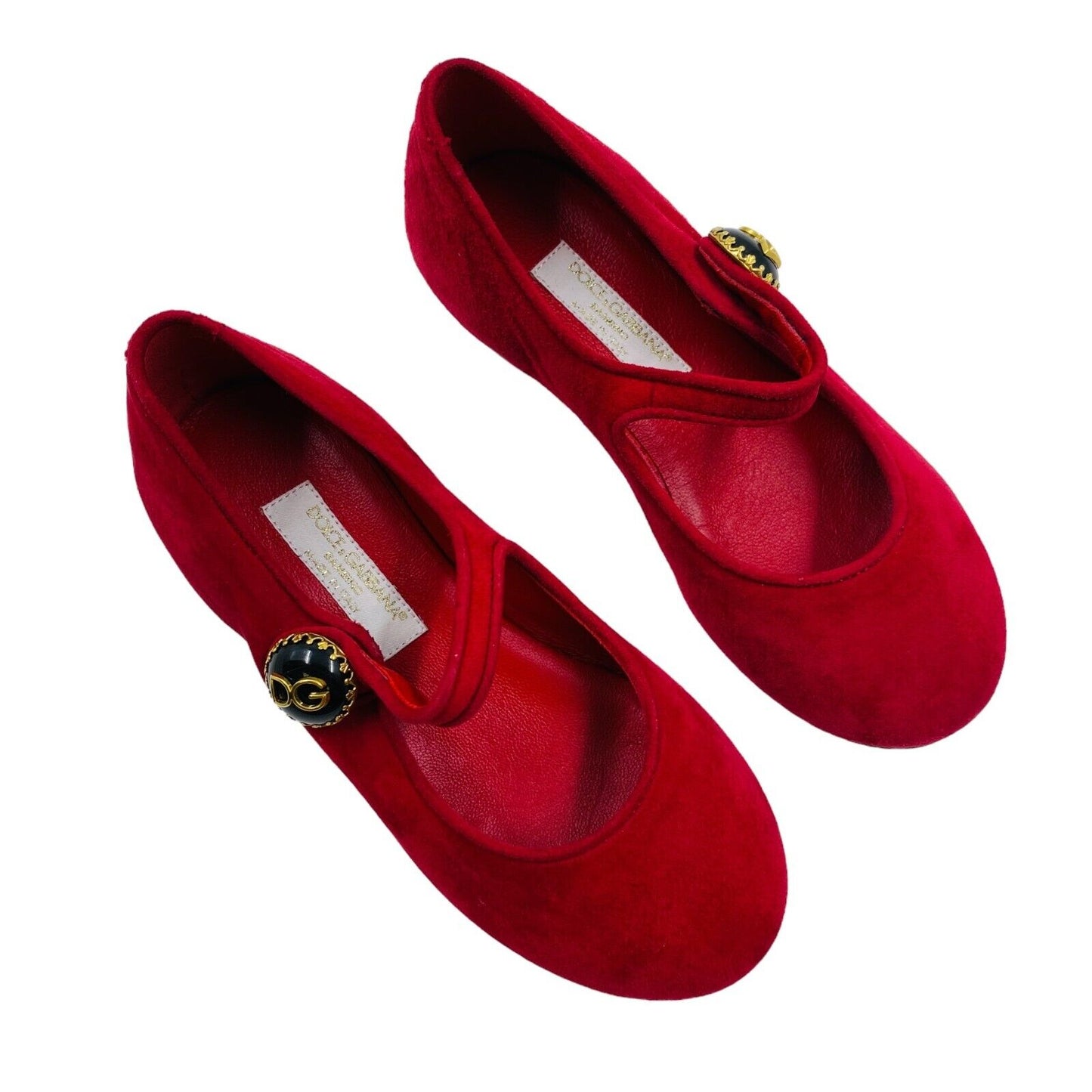 DOLCE&GABBANA Girls Red Suede Leather Low Heel Shoes EU 27 UK 9 US 10