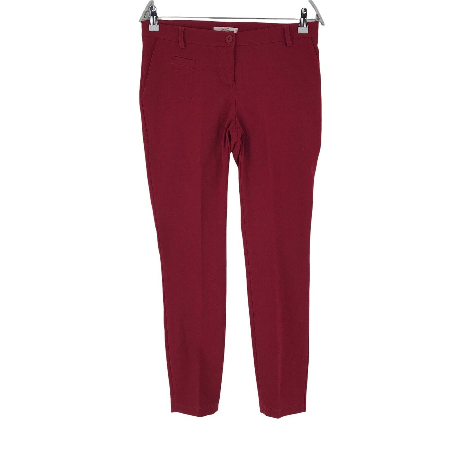 EVERIS Women Red Slim Fit Trousers Size EUR 42 W30