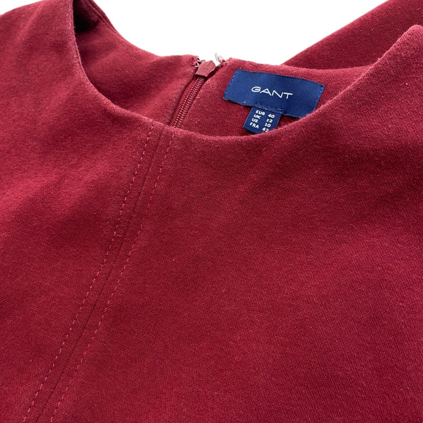 GANT Dark Red Long Sleeves Crew Neck Flared Dress Size EU 40 UK 12 US 10