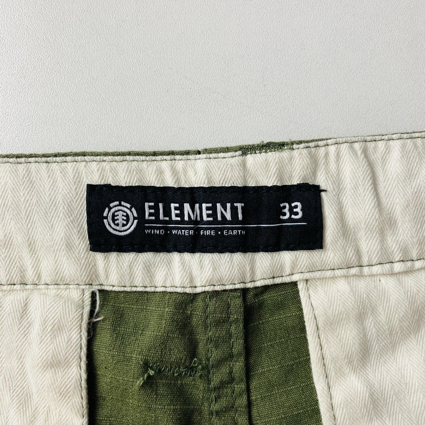 ELEMENT Mens Dark Green Regular Straight Fit Cargo Trousers Size W33