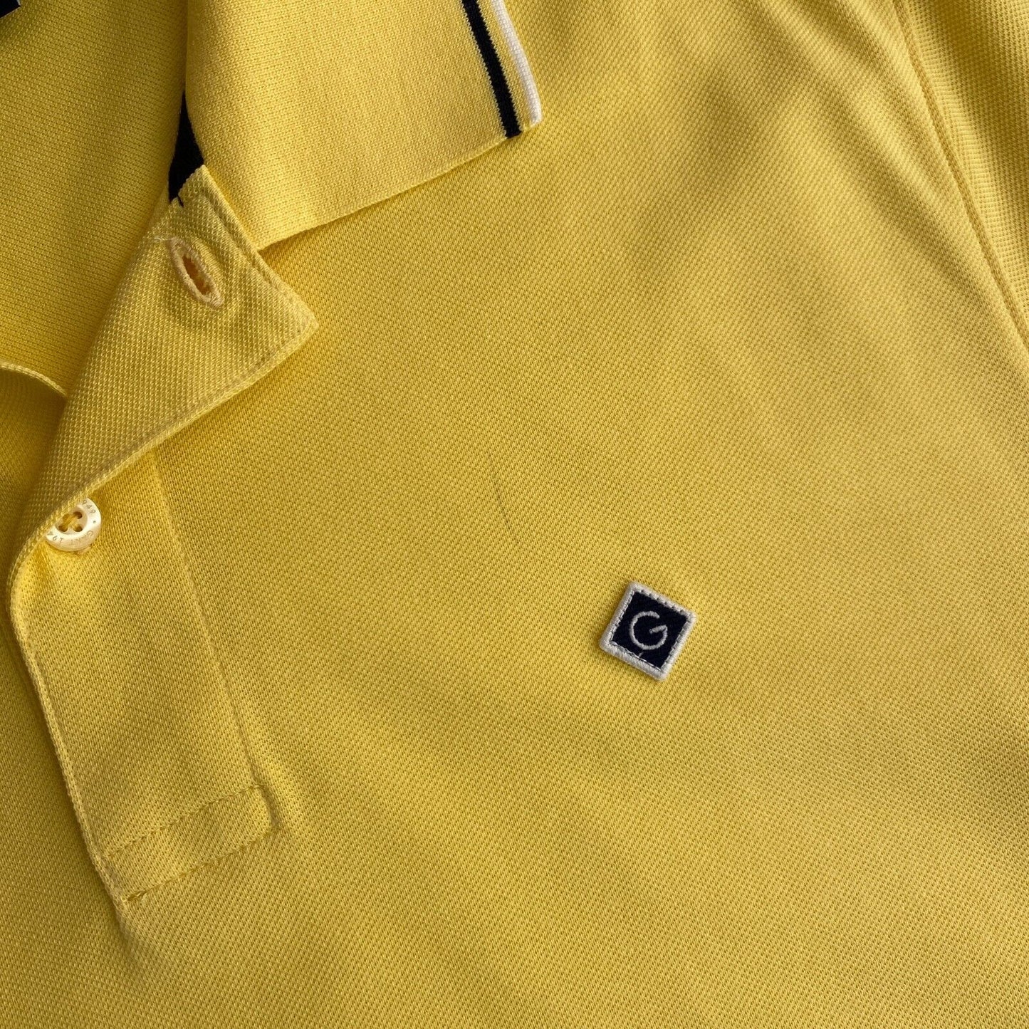 GANT Yellow Contrast Tipping Pique Rugger Polo Shirt Size M