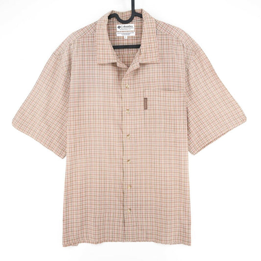 Columbia Brown Check Print Short Sleeves Shirt Size M