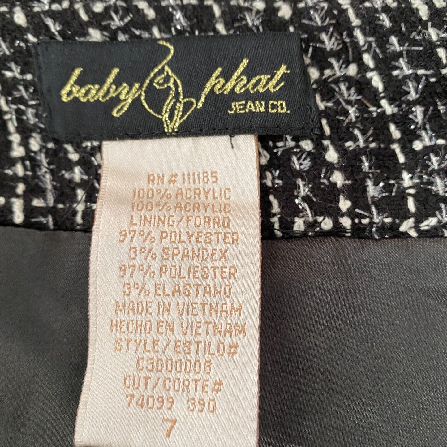 BABY PHAT Check Black Regular Fit A-Line Skirt Size 7 L