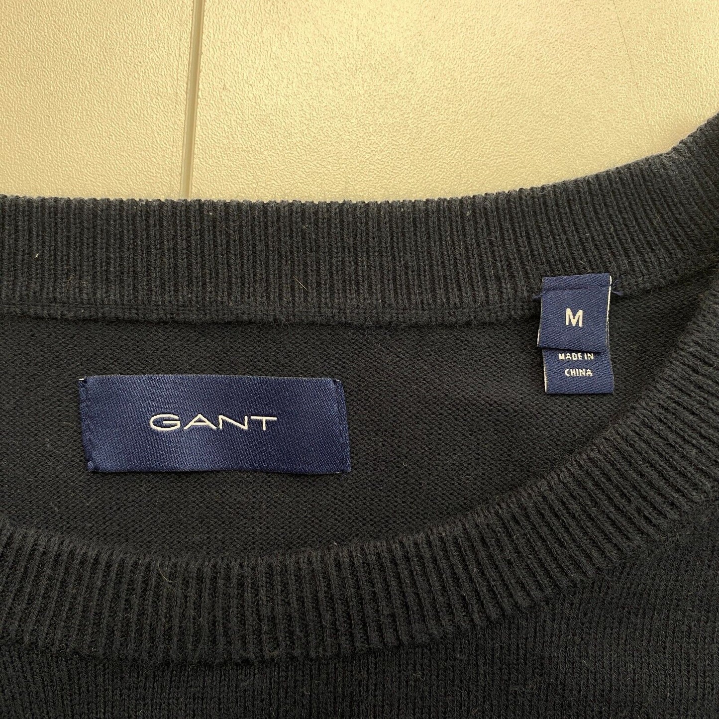 GANT Men Navy Blue Cotton Crew Neck Sweater Jumper Size M