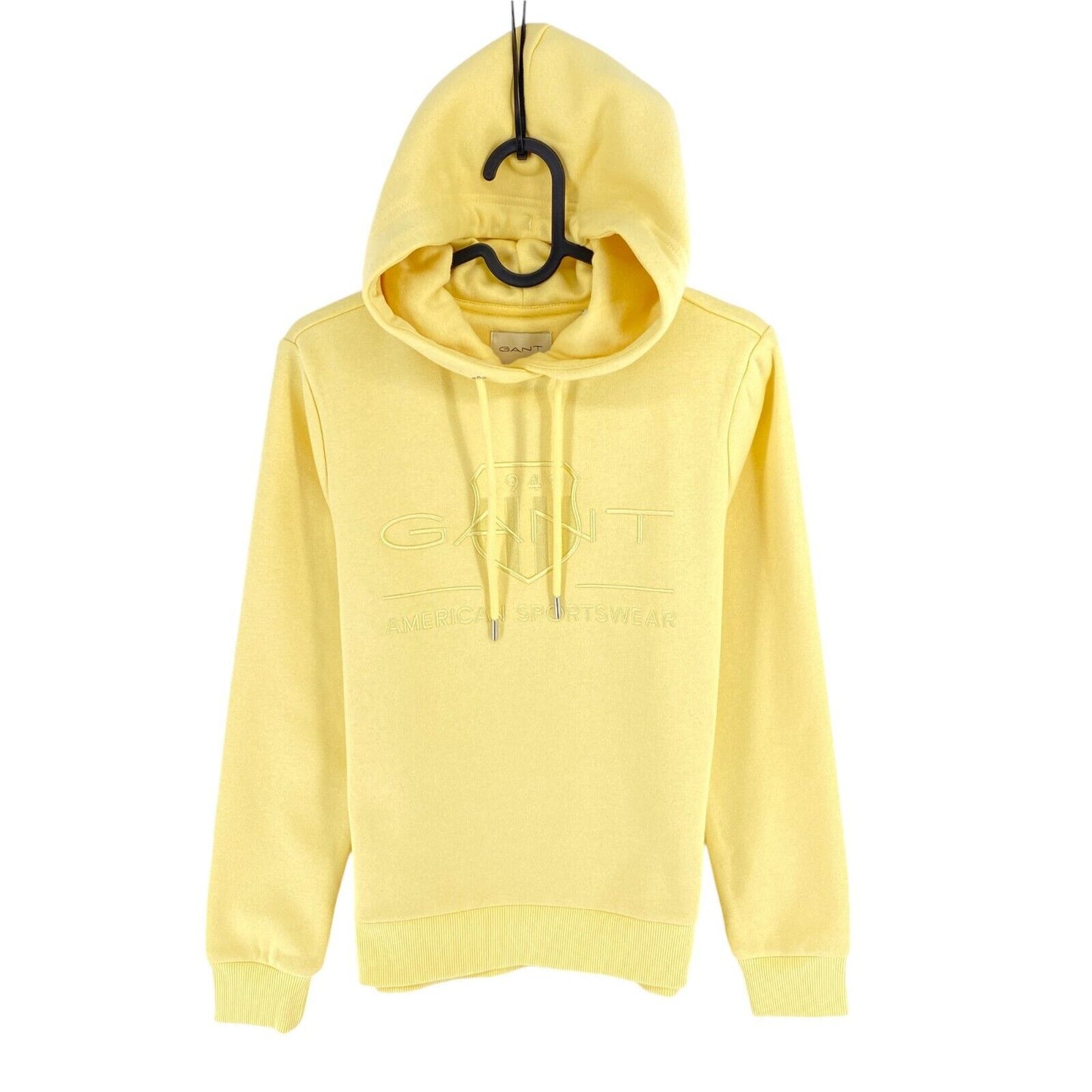 GANT Women Yellow Reg Tonal Shield Hoodie Jumper Sweater Size XS