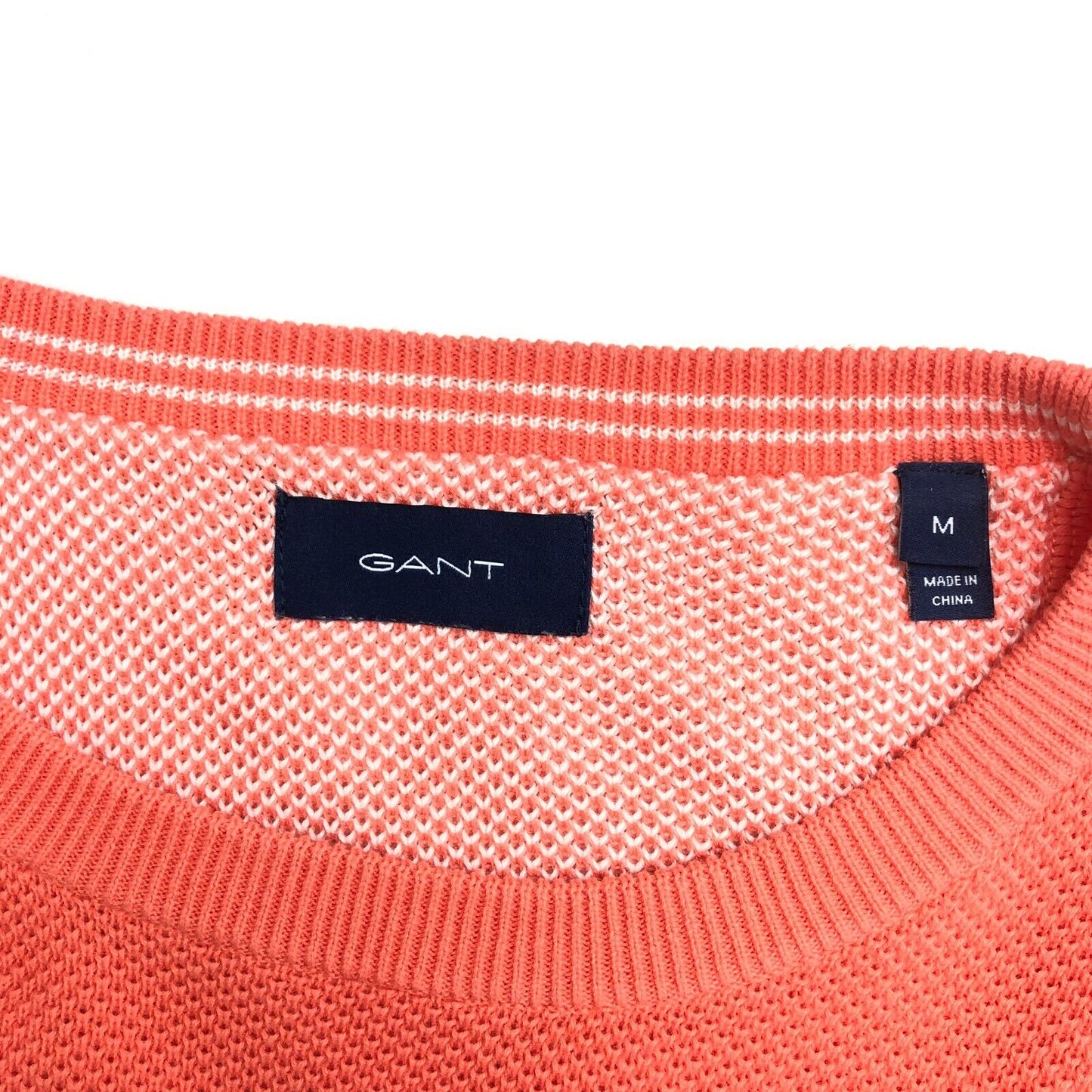 RRP €144 GANT Orange Crew Neck Cotton Pique Jumper Sweater Size M