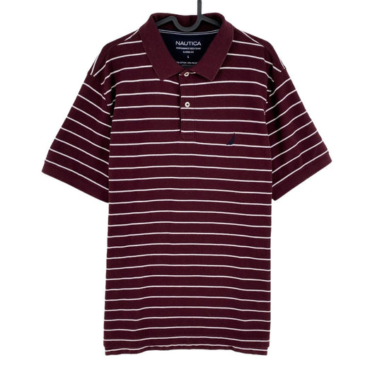 NAUTICA Dark Red Classic Fit Pique Polo Shirt Size L