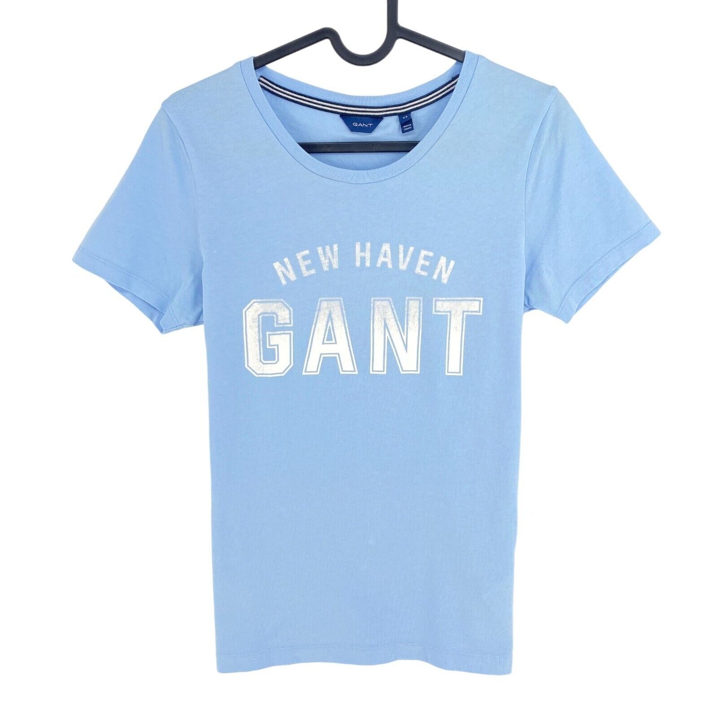 GANT T-Shirt mit Rundhalsausschnitt und Logo, Blau, Größe XS