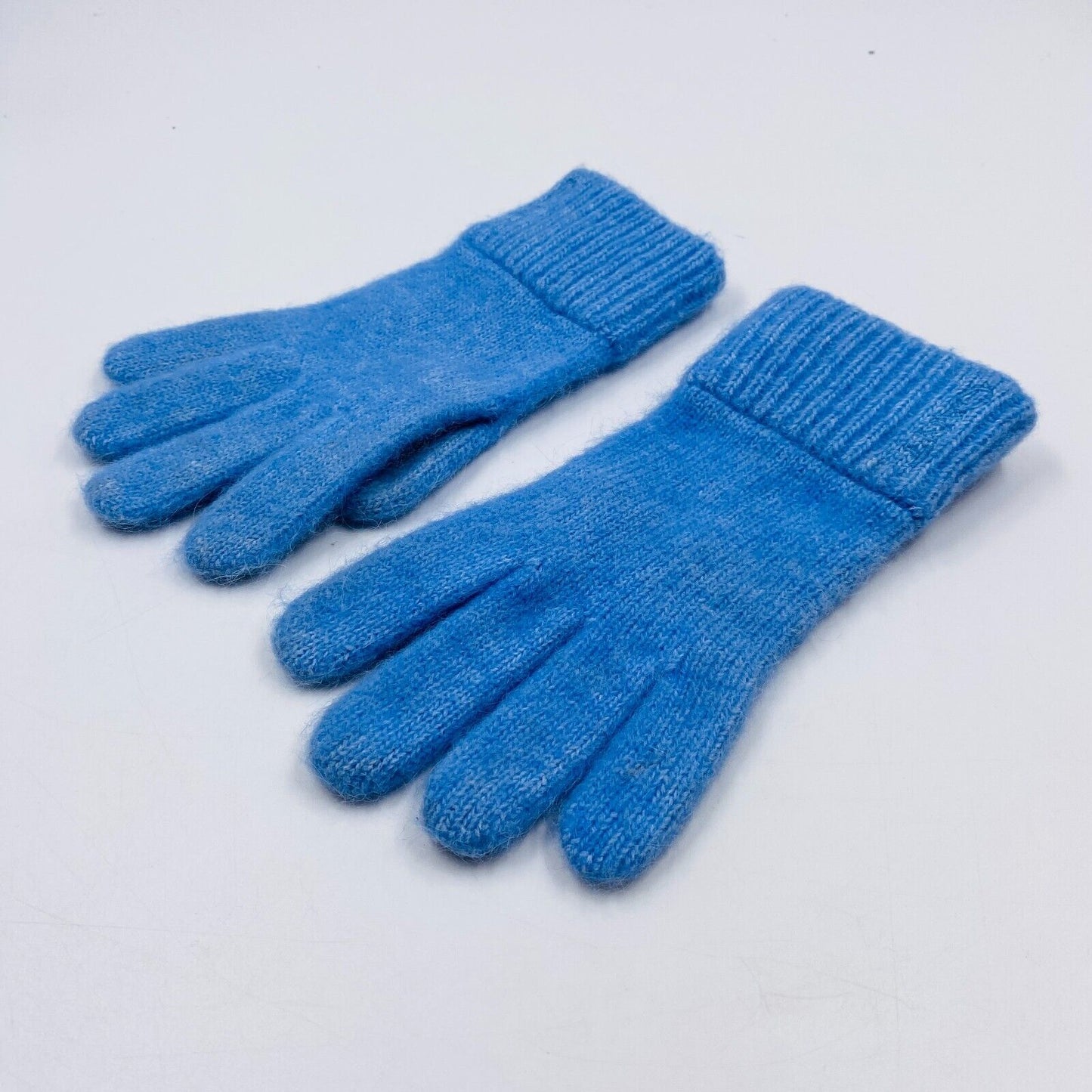 GANT Women Blue Alpaca Wool Blend Warm Knit Gloves One Size