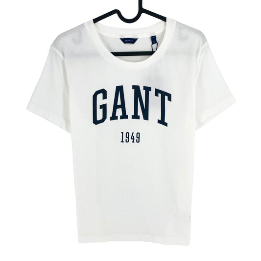 GANT Women White Logo Crew Neck Short Sleeves T Shirt Size M