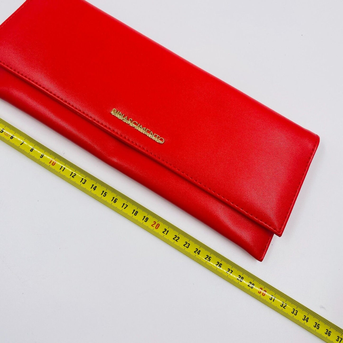 Rinascimento Red Eco Leather Gold Colour Chain Handle Clutch Bag