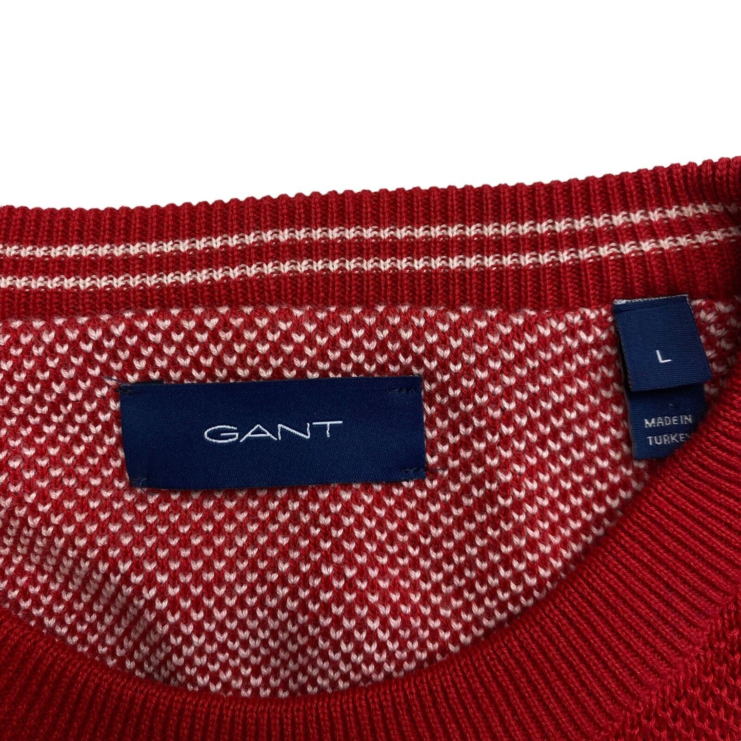 GANT Red Cotton Pique Crew Neck Sweater Pullover Size L