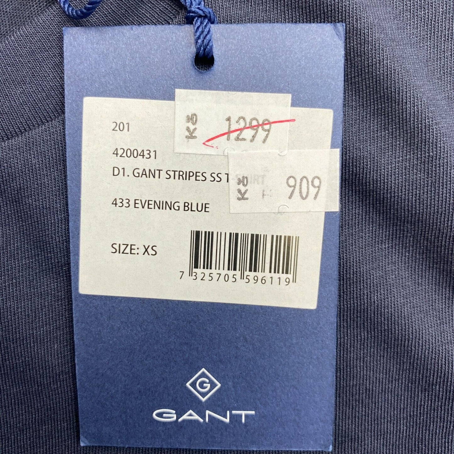 GANT Navy Blue Stripes Crew Neck T Shirt Size XS