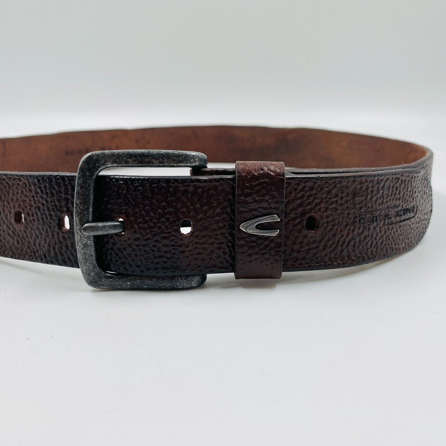 Camel Active Mens Dark Brown Classic Textured Leather Belt Size M