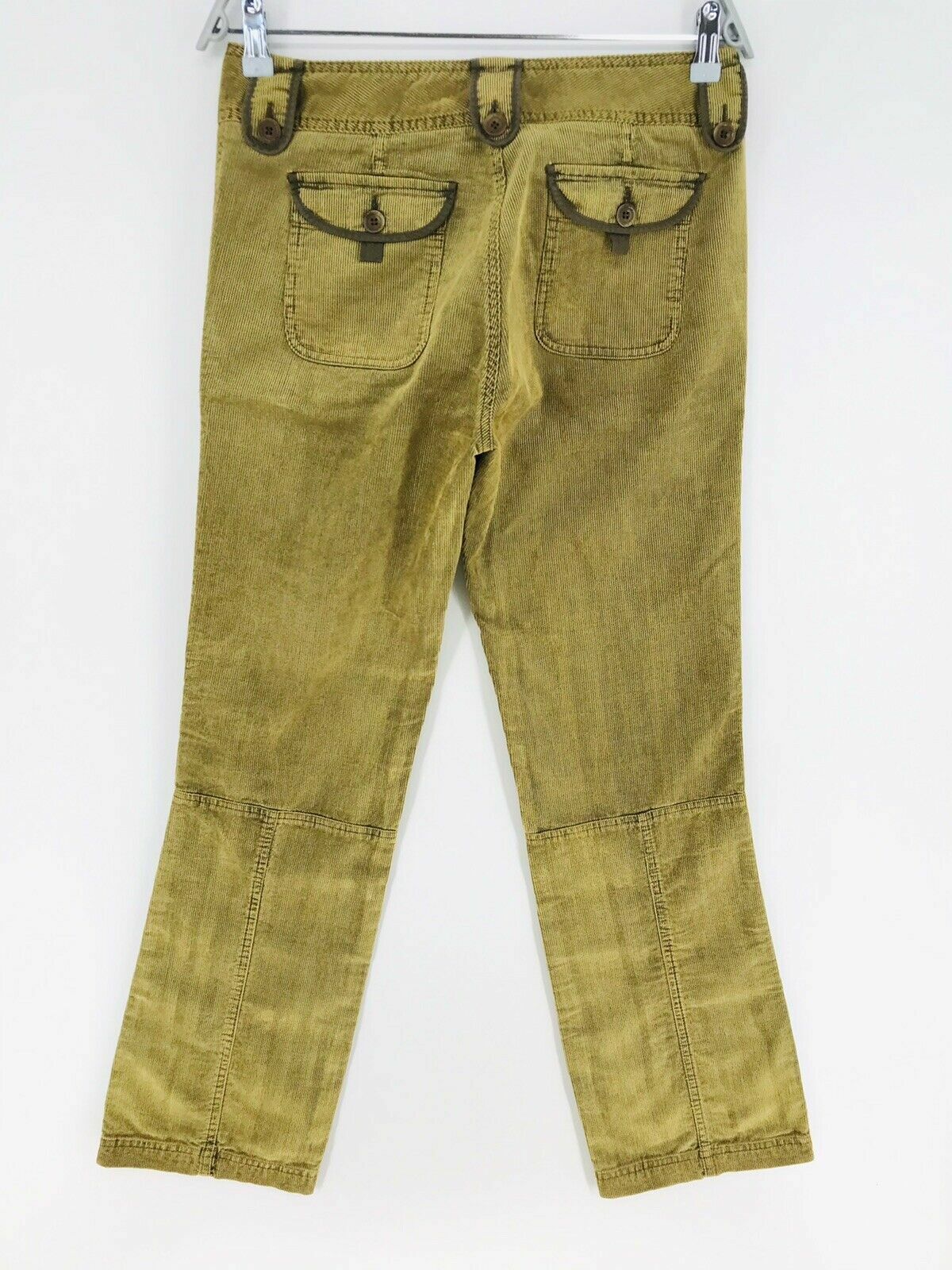 €155 GANT Women Green Regular Straight Fit Corduroy Trousers 36 W29 / 38 W30